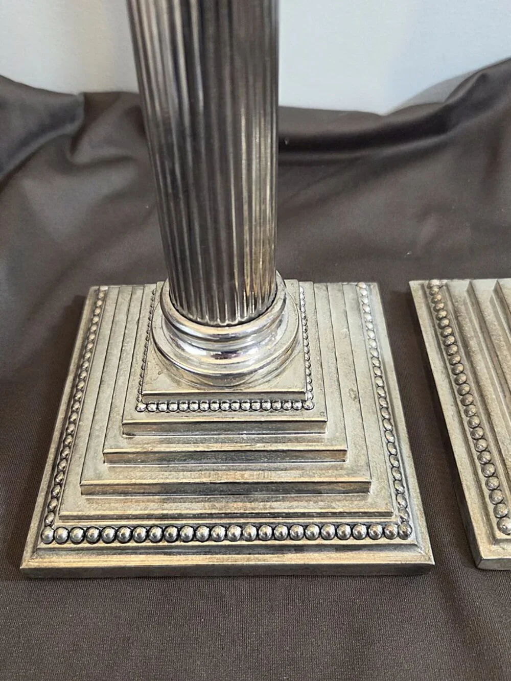 Studio Silversmiths Roman Design Pillar Candlesticks, 12